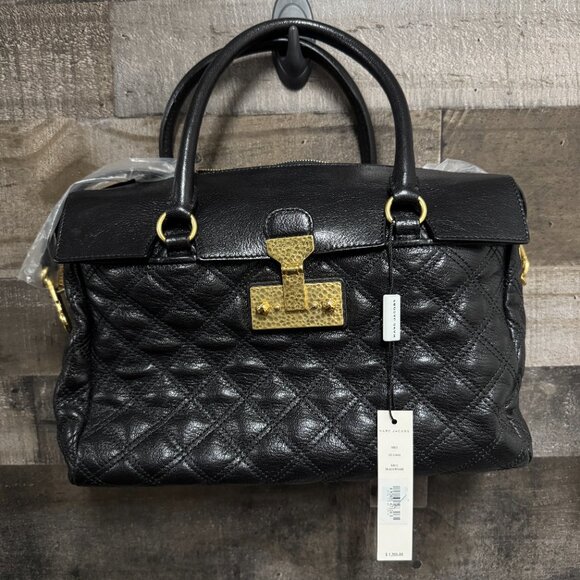 Marc Jacobs Rudi Baroque Quilted Leather Satchel Bag Black NWT MSRP $1395 - Picture 1 of 13